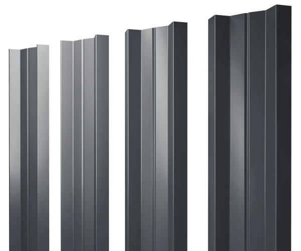 Евроштакетник двусторонний М-образный 0,35x110 мм серый RAL 7024 1м