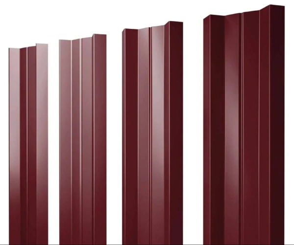 Евроштакетник двусторонний М-образный 0,45x110 мм вишневый RAL 3005 1м